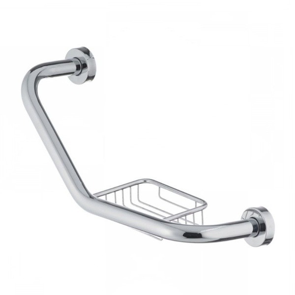 Chrome Bathroom Grab Bar with Soap Dish - D-Lin D202103