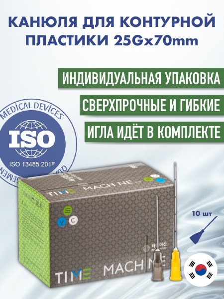DIAMOND NANO NEEDLE 25G Cosmetic Cannula for Contour Plastic Surgery, 70mm Length, 10-Pack