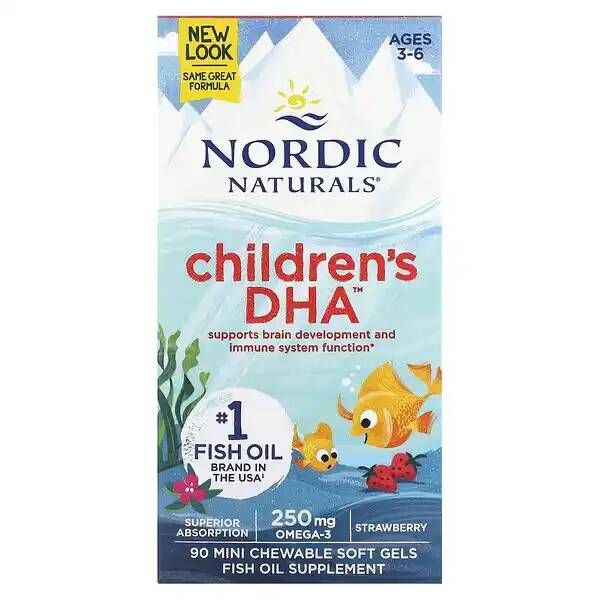 Nordic Naturals Omega-3 for Kids (Ages 3-6) - Strawberry Flavor, 90 Gummies