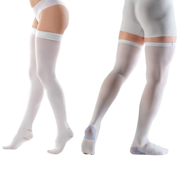 White Compression Stockings, Class 2 Compression