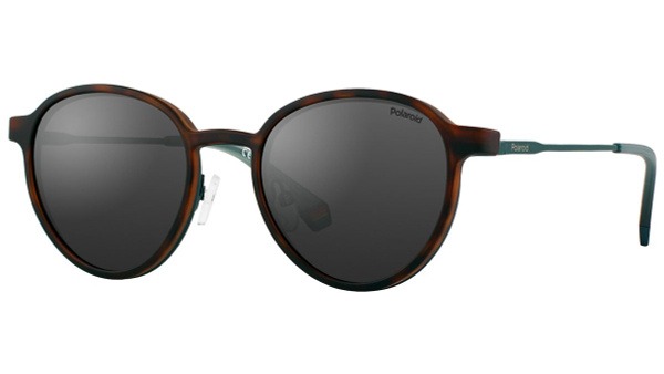 Polaroid PLD 6158/CS Round Metal Eyeglass Frame with Magnetic Clip-On Polarized Lenses – Dark Green