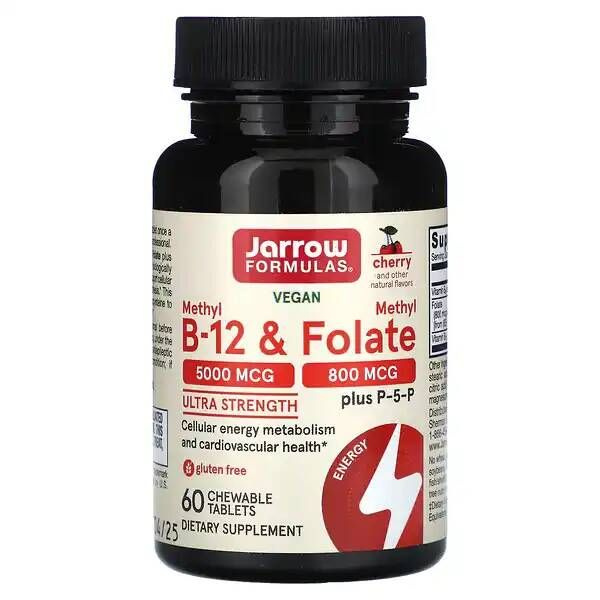 Cherry-Flavored Methyl B12 & Methylfolate Gummies - 5000mcg/800mcg - 60 Count