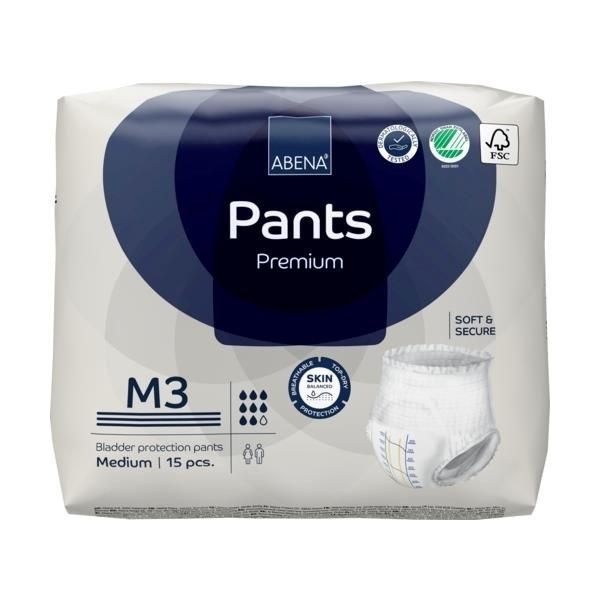 Abena Pants M3 Overnight Diapers, Size M (Waist 31"-43"), 15 Count