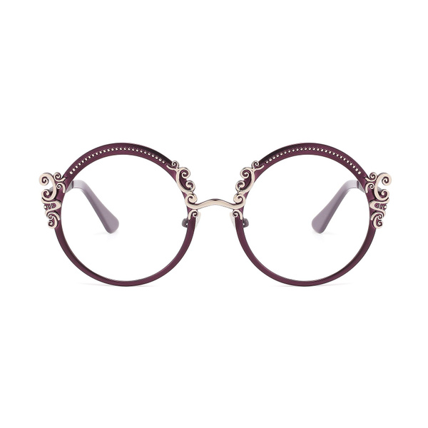 Retro Round Metal Frame Sunglasses for Women - Unique Designer Pattern Gift