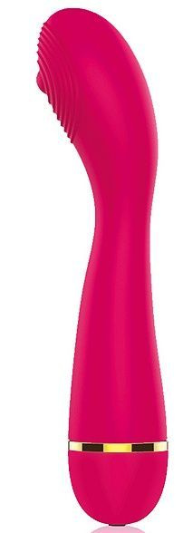 Raspberry Pink Curved Ribbed Vibrator: 20 Vibration Modes - 6 Inches