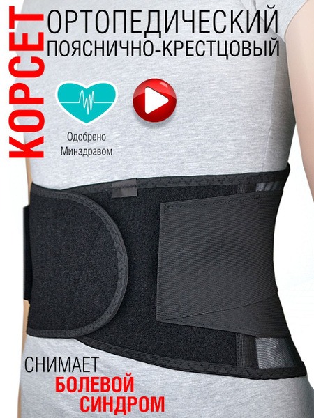 Back Support Brace with 6 Rigid Stays - 25cm Height, Size L