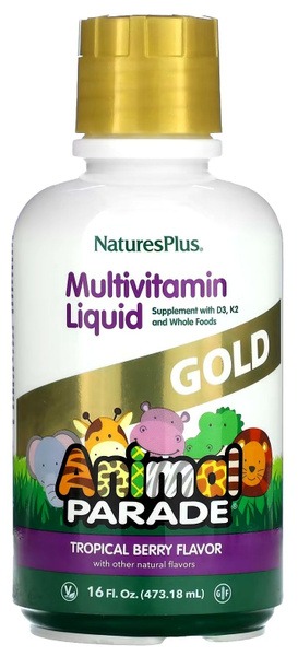 Nature's Plus Animal Parade Kids Multivitamin Liquid, 16 oz Tropical Berry