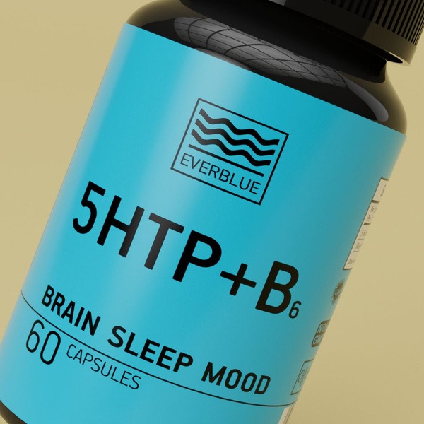 EVERBLUE 5-HTP 200mg + Vitamin B6 (Swiss Quality) - Supports Mood & Sleep