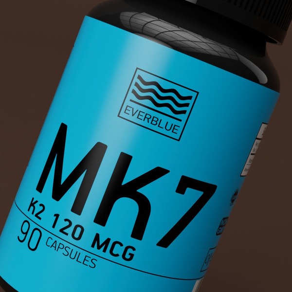 Everblue Vitamin K2 (MK-7) for Bone & Vascular Health - 90 Capsules (Swiss Made)