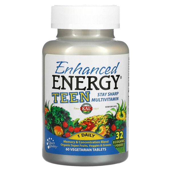 KAL Enhanced Energy Multivitamin for Teenagers - 60 Vegetarian Tablets