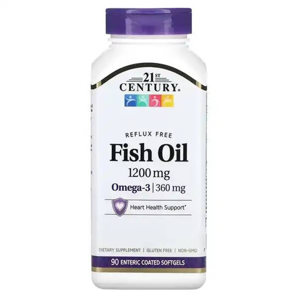 21st Century Omega-3 Fish Oil Supplement - 1200mg EPA/DHA, 90 Enteric-Coated Softgels