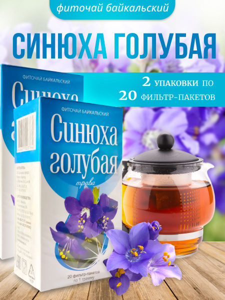 Baikal Phytotea Blue Scullcap for Insomnia, Bronchitis, Ulcers & Skin Conditions (20 Tea Bags, 2 Packs)