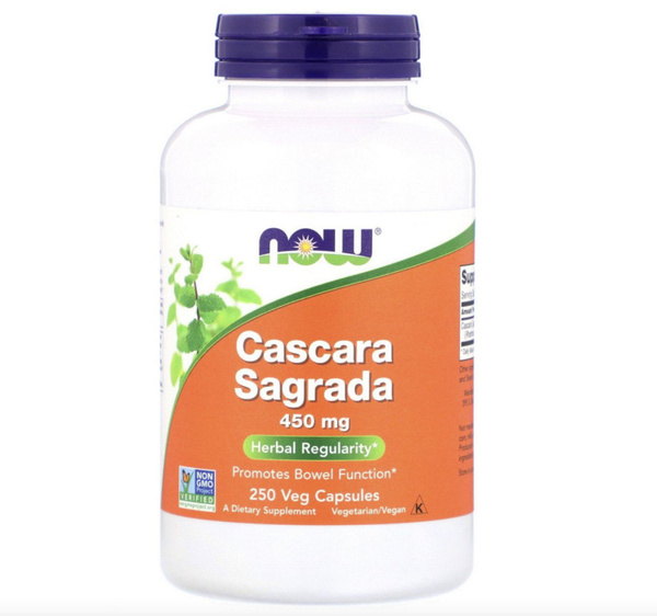 Cascara Sagrada 450mg, 250 Capsules - Gentle Laxative for Colon Cleanse