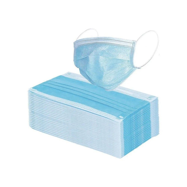50 Blue Disposable 3-Ply Face Masks (GOST R 58396-2019)