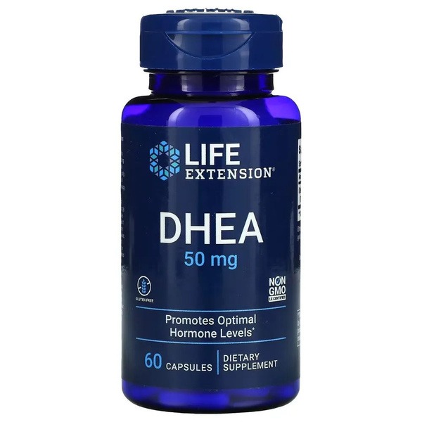 DHEA 50mg, 60 Capsules: Life Extension Supplement