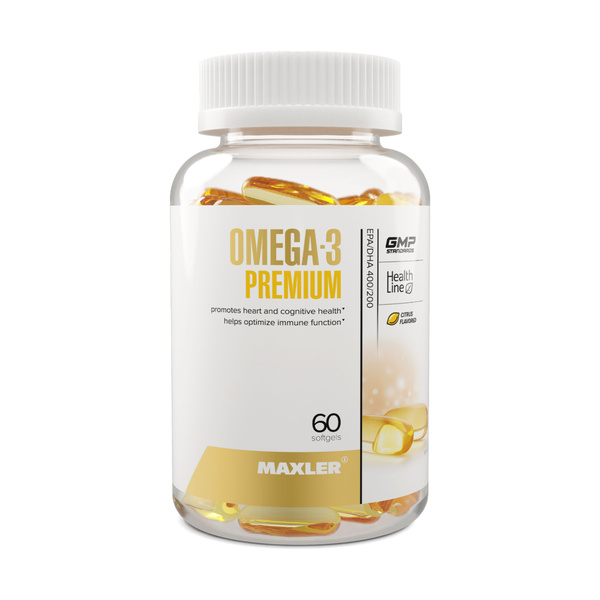 Maxler Omega-3 Premium Capsules 60 ct (1 Bottle) | Pure Fish Oil