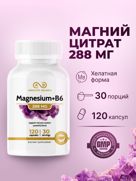 Magnesium Citrate with Vitamin B6: 120 Capsules, Vitamin Supplement