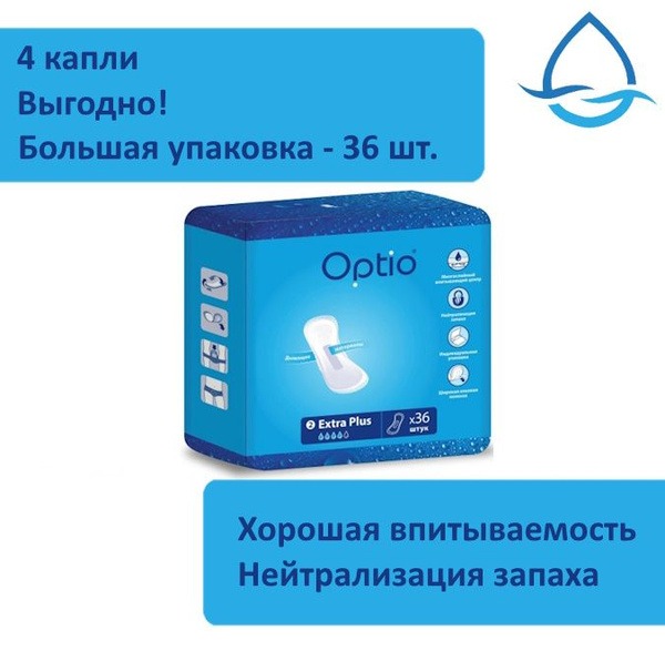 Optio Extra Plus Urological Pads: 36 Count, 4-Drop Absorbency, for Women