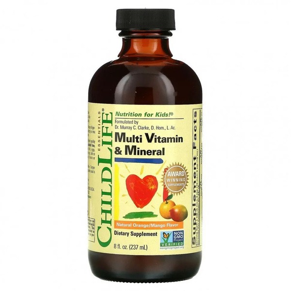ChildLife Multivitamin & Mineral Liquid - Orange Mango Flavor, 237ml