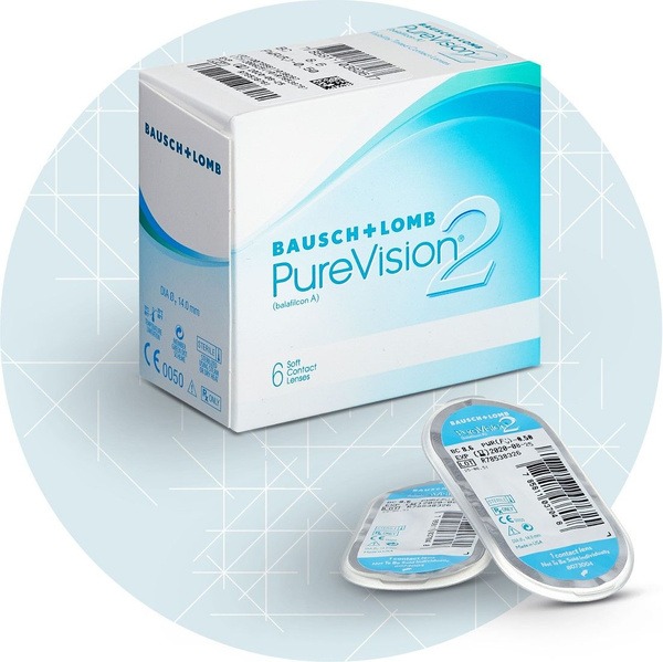 Bausch + Lomb PureVision 2 Contact Lenses (6 Pack, -6.00, 8.6 DIA, 1 Month)