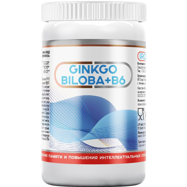 Ginkgo Biloba & B6 Brain Supplement: Memory & Focus Support - 60 Capsules