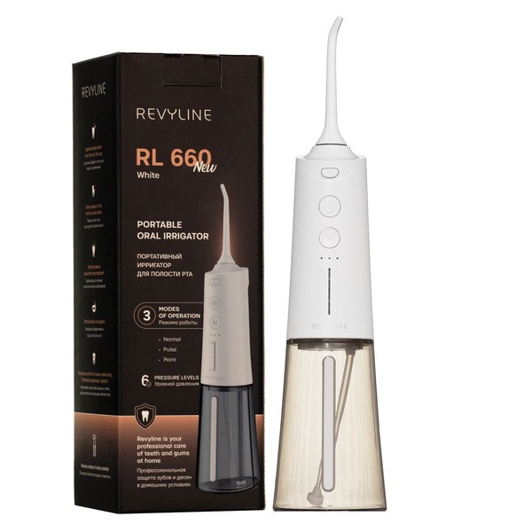 Revyline RL660 Portable Oral Irrigator: White, 2 Jets, 200ml Tank