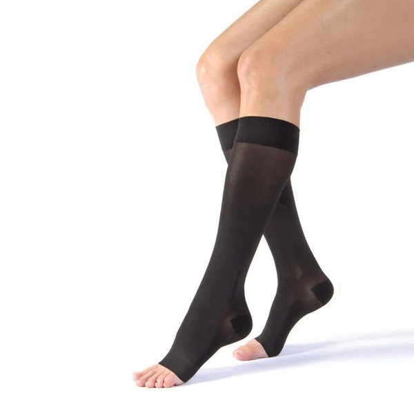 ORTO Black Compression Socks (Open Toe, 20-30 mmHg) - 1 Pair