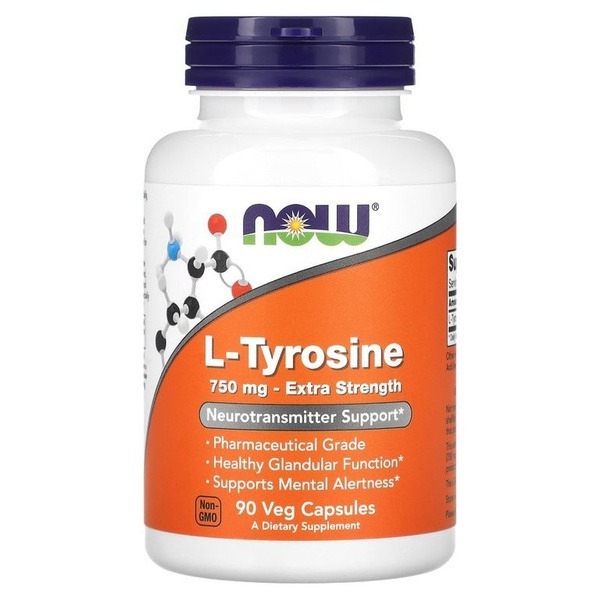 Now L-Tyrosine 750mg (90 Capsules): Boost Mood, Energy & Reduce Migraine Symptoms