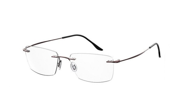 Men's Brown Rectangular Titanium Eyeglass Frames 7Th Street 7A 034 09Q