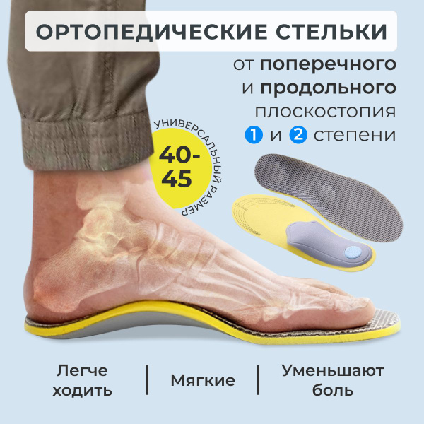 Orthotic Insoles: Breathable, Cushioning Support for Men & Women (Flat Feet & Heel Spurs)