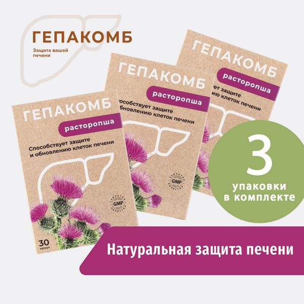 Silymarin Hepacomb Liver Support Capsules (3 Packs of 30)