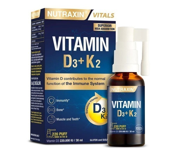 Vitamin D3 & K2 Oral Spray (30ml) - Nutraxin