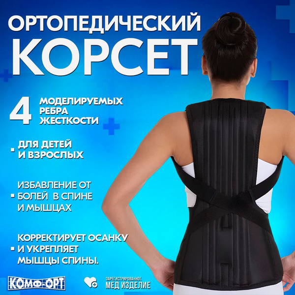 Back Support Brace: Posture Corrector with 4 Rigid Stays for Adults & Teens