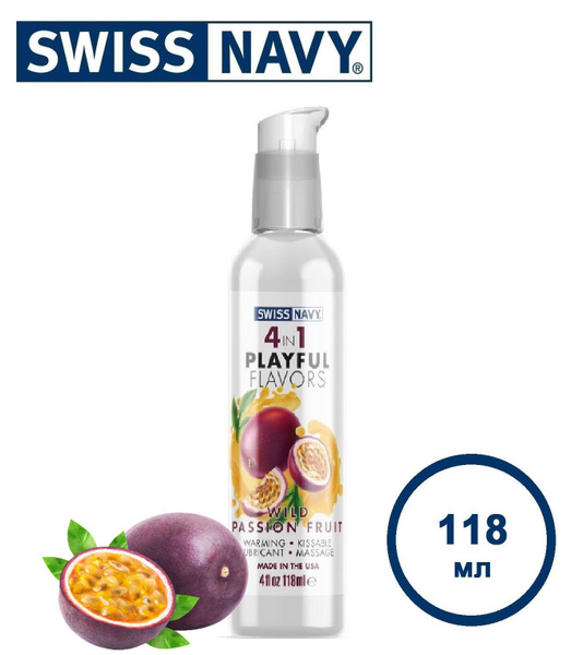 Swiss Navy 4-in-1 Massage Gel & Lubricant with Passion Fruit Flavor - 118ml