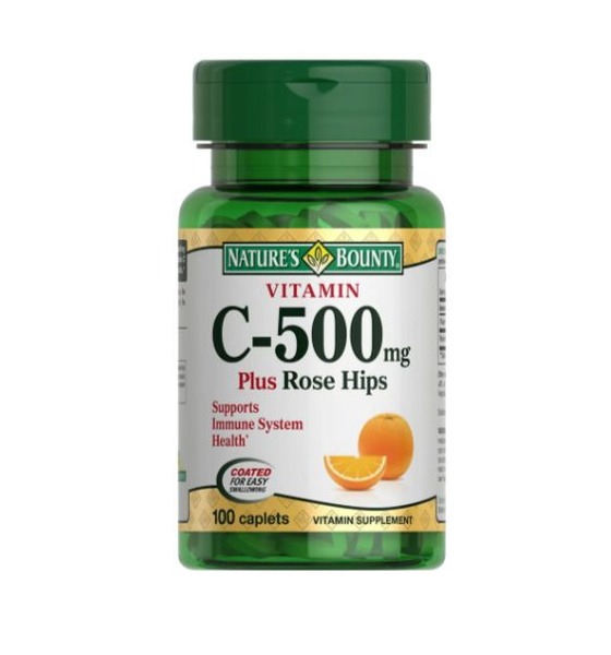 Nature's Bounty Vitamin C 500mg with Rose Hips - 100 Tablets