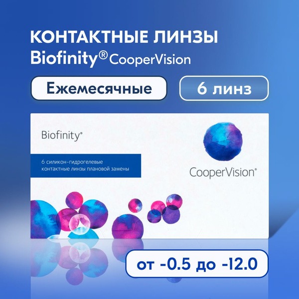 CooperVision Biofinity Monthly Contact Lenses (-4.50, 6 Pack)