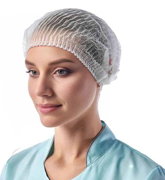 Disposable White Charlotte Bouffant Caps (100 Pack)