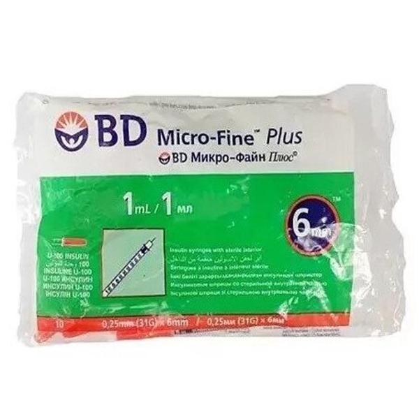 BD Micro-Fine Plus Insulin Syringes 31G (1ml, 10 Pack)