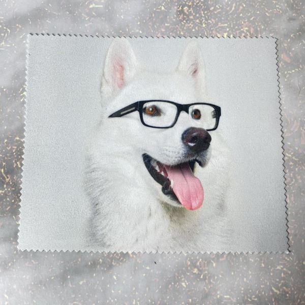 Microfiber Cleaning Cloth for Glasses & Optics - White Dog Design