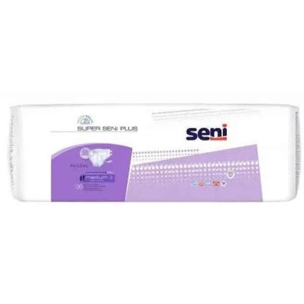 Seni Super Plus Air Adult Diapers - Size M (7-Drop Absorption) - 30 Count