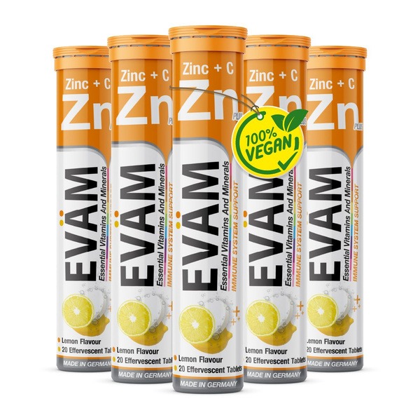 Zinc & Vitamin C Effervescent Tablets: Immune Support, Hair & Nail Health (120 ct)