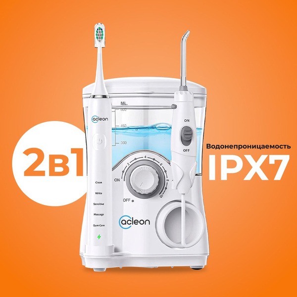 Acleon TF800 Water Flosser & Toothbrush: 11-Tip Oral Irrigator for Braces & Sensitive Gums