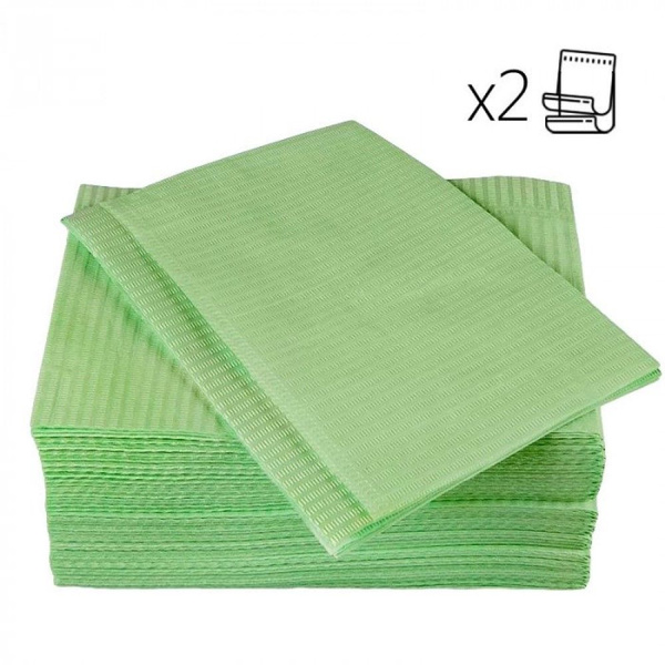 Ruskraft Dental Paper Napkins - Green, 2-Ply, Disposable, 100 Count
