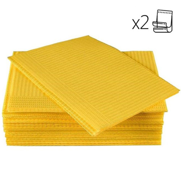 Ruskraft Disposable Dental Bibs, Yellow, 100 Pack