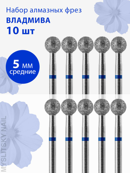Diamond Nail Drill Bit for Manicure & Pedicure - Cuticle, Medium (Blue), Ball Shape