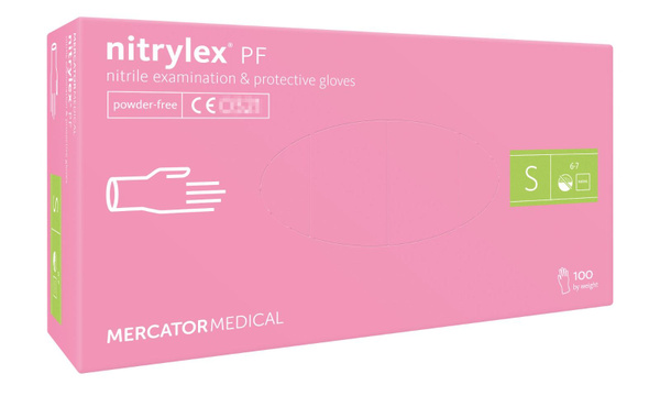Pink Nitrile Gloves - Size Small (100 Count) - Mercator Nitrylex PF
