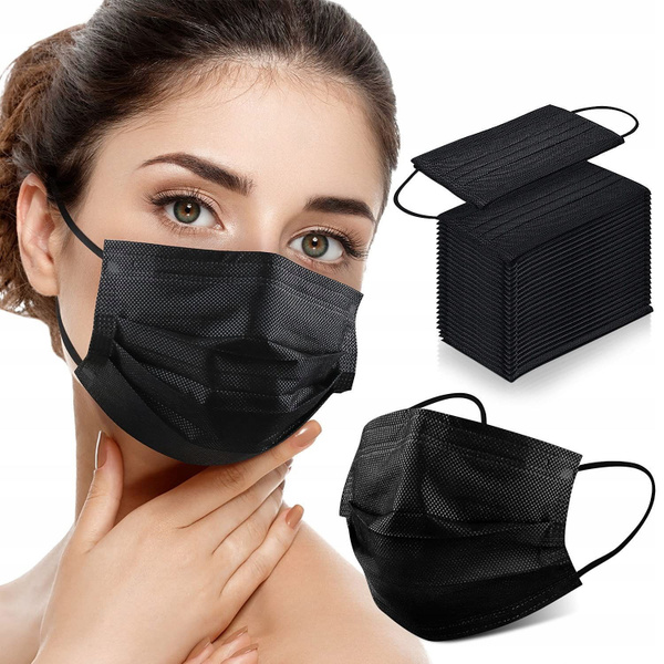 Black Disposable 3-Ply Face Masks
