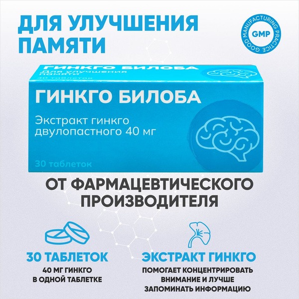 Ginkgo Biloba Supplement for Brain, Memory & Focus - 30 Capsules
