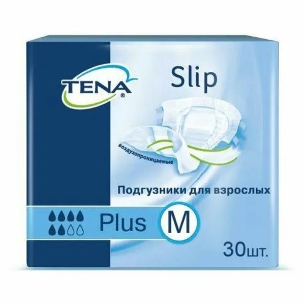 Tena Slip Plus Adult Diapers, Medium, 30 Count