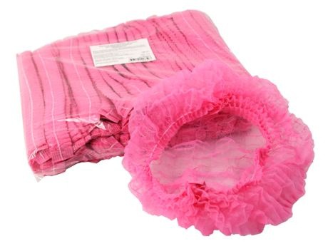 Disposable Hair Caps (100 Pack) - Pink Bouffant Caps for Medical Use